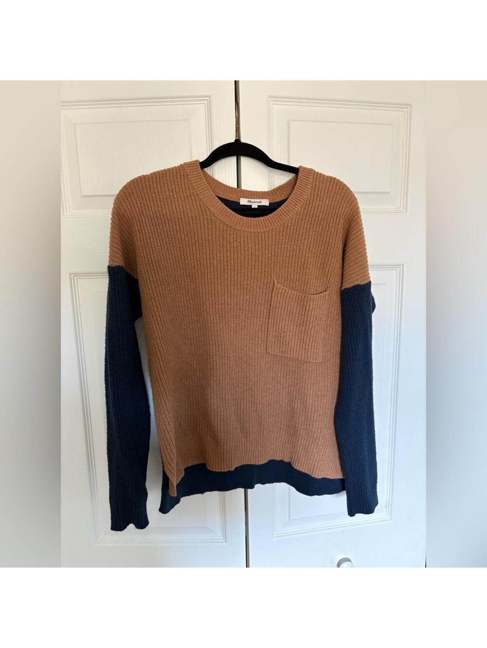 Madewell Camel and Navy Knit Sweater